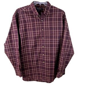 Brooks Brothers Long Sleeve Button Down Shirt Men's‎ XL Maroon Check Cotton